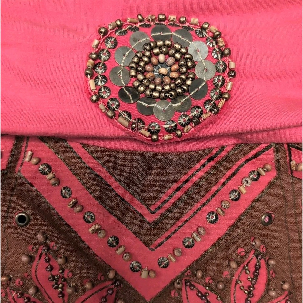 Basil & Maude A-Line Skirt Size 4 Coral Brown Embroidered Beaded Mesh Lined READ - Picture 6 of 16